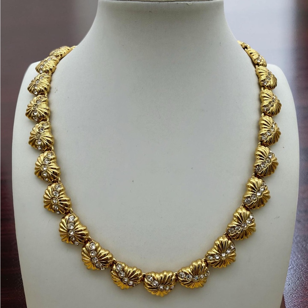Vintage Gold Plated Heart Link Necklace - Elegant Women's Jewelry